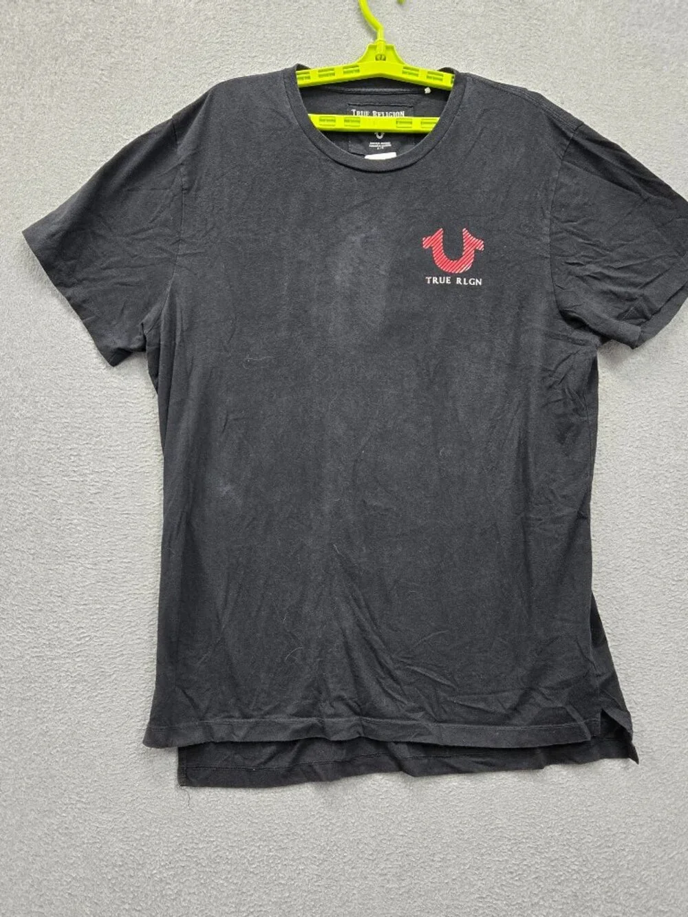 True Religion Men Shirt XL Black Logo Graphic Print Short Sleeve Crew Neck Tee